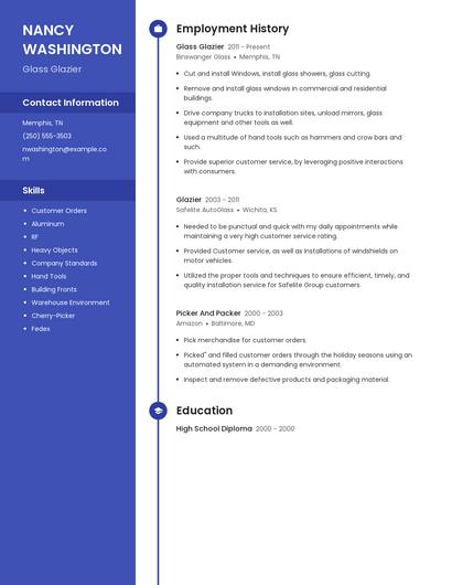 Glass Glazier Resume
