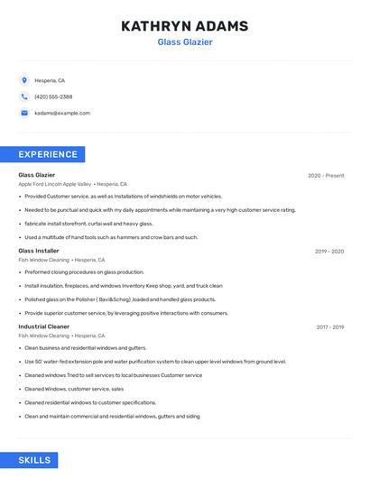Glass Glazier Resume