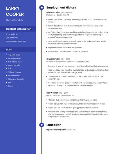 Glass Handler Resume