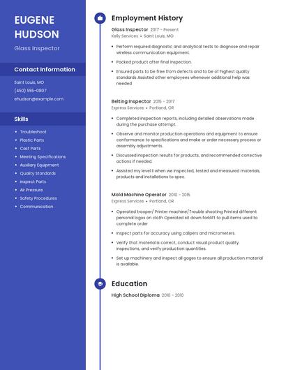 Glass Inspector Resume