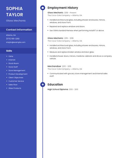Glass Mechanic Resume