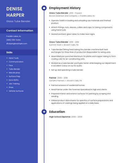 Glass Tube Bender Resume