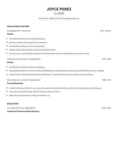 Glazier Resume