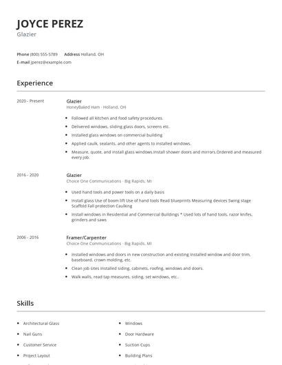 Glazier Resume