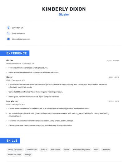 Glazier Resume