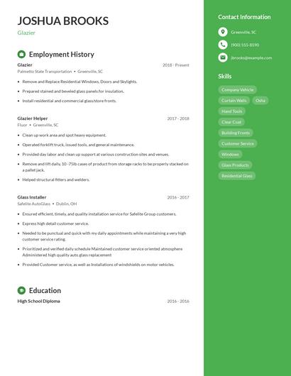Glazier Resume
