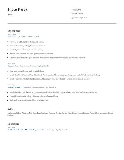 Glazier Resume
