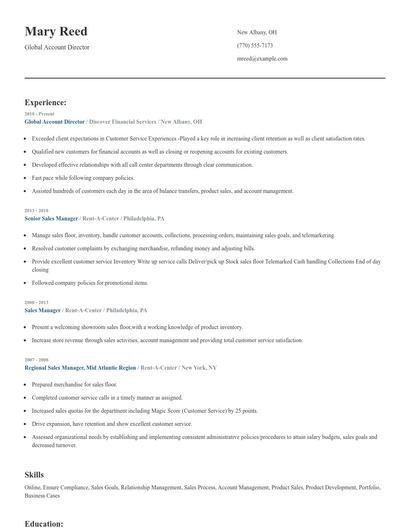Global Account Director Resume