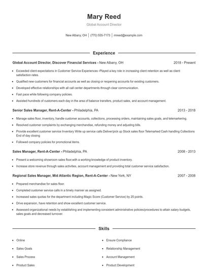 Global Account Director Resume