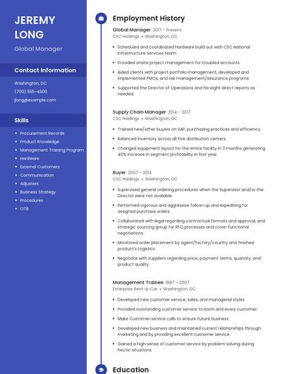 Global Manager Resume