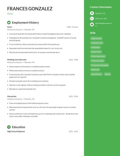 Gluer Resume