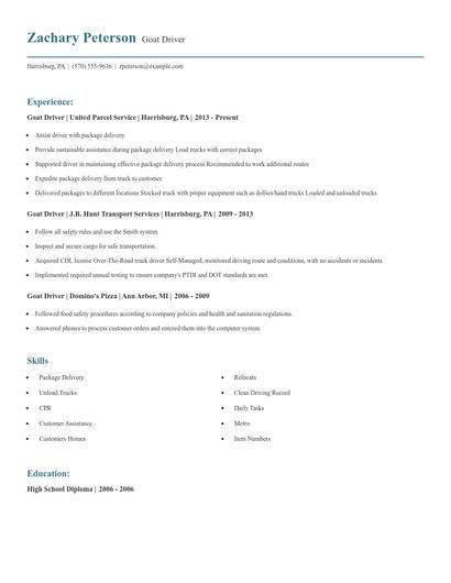 Goat Driver Resume