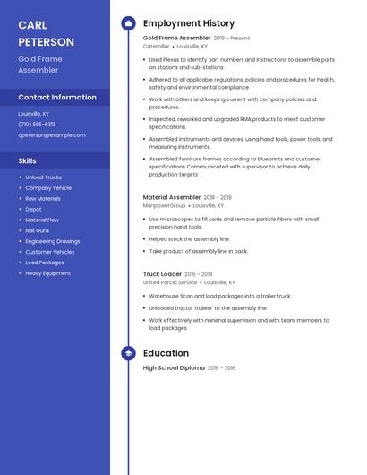 Gold Frame Assembler Resume