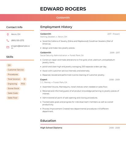 Goldsmith Resume