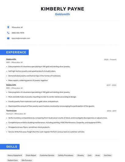 Goldsmith Resume