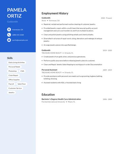 Goldsmith Resume