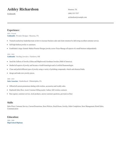 Goldsmith Resume