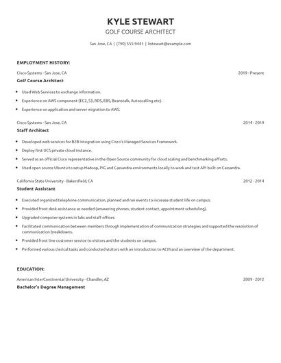 Golf Course Architect Resume
