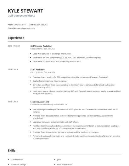 Golf Course Architect Resume