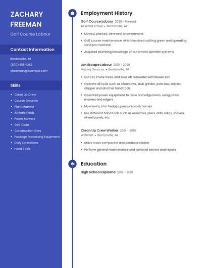 Golf Course Labour Resume