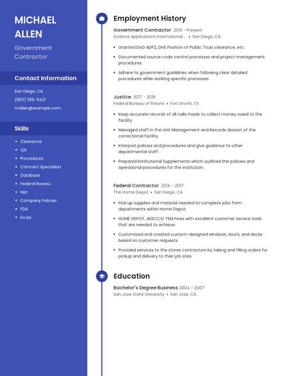Government Contractor Resume