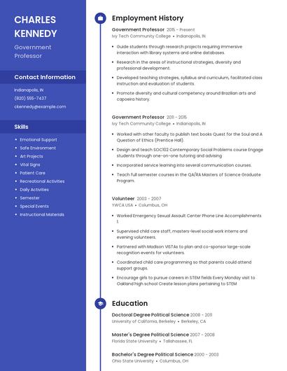 Government Professor Resume