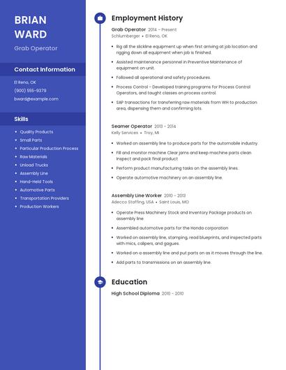 Grab Operator Resume