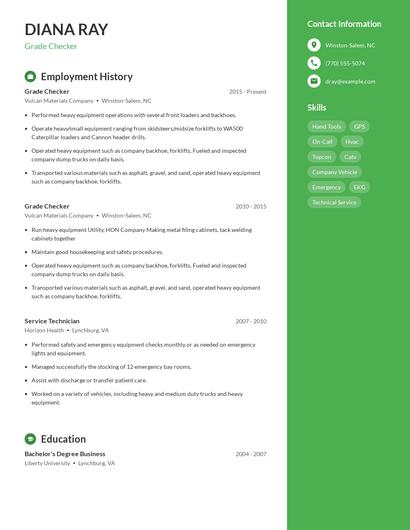 Grade Checker Resume