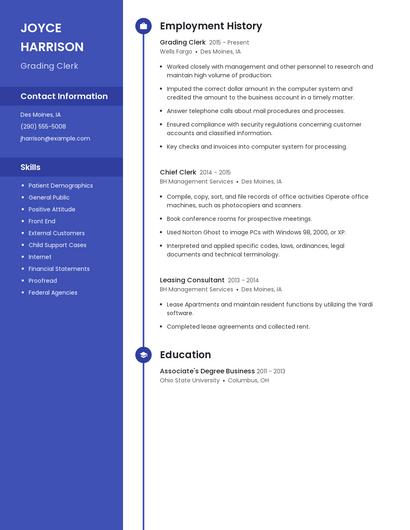 Grading Clerk Resume