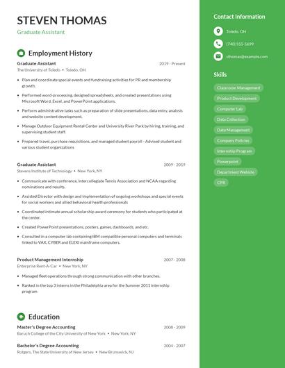 Graduate Assistant Resume