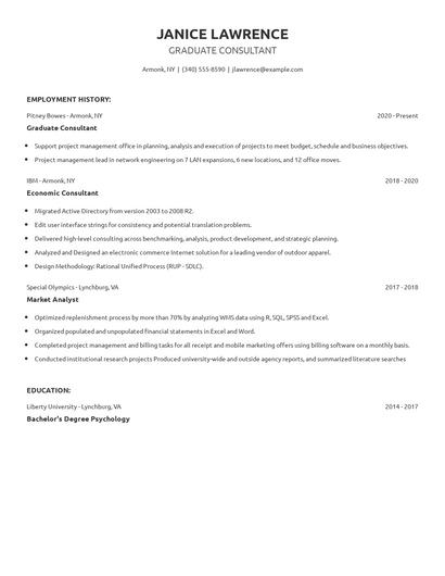 Graduate Consultant Resume