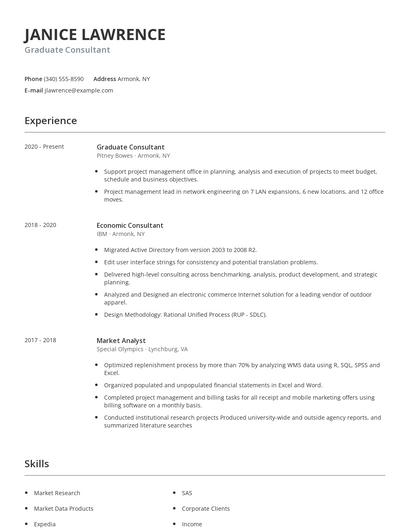 Graduate Consultant Resume