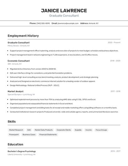 Graduate Consultant Resume