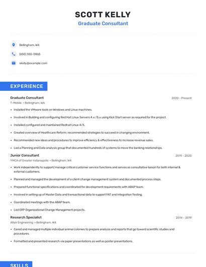 Graduate Consultant Resume