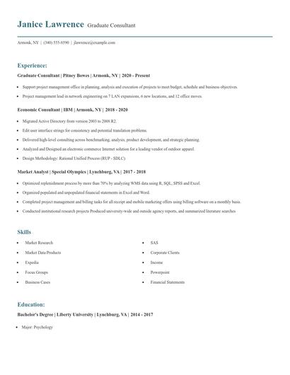 Graduate Consultant Resume