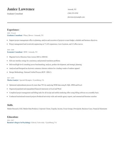 Graduate Consultant Resume