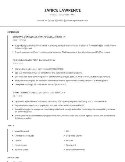 Graduate Consultant Resume