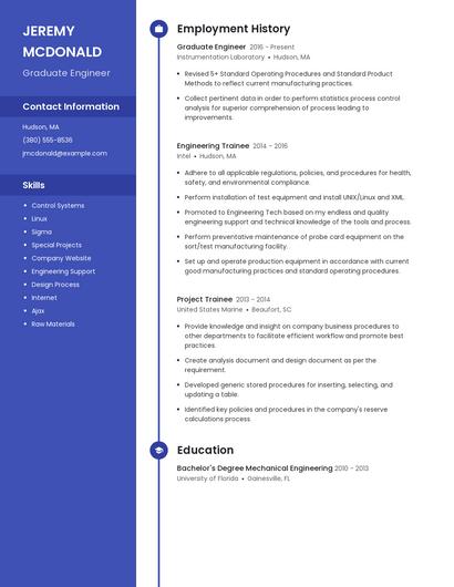 Graduate Engineer Resume