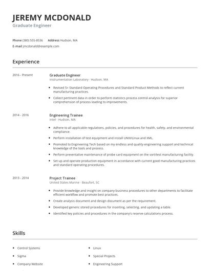 Graduate Engineer Resume