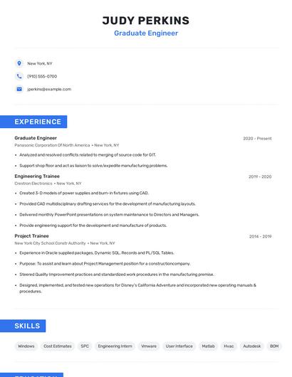 Graduate Engineer Resume