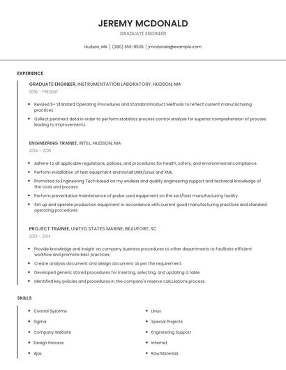 Graduate Engineer Resume