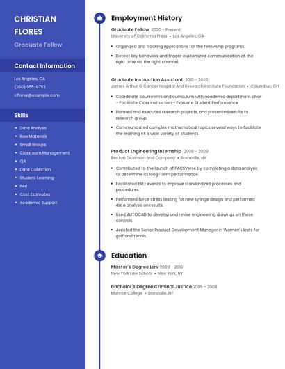 Graduate Fellow Resume
