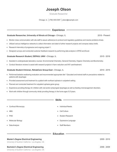 Resume example 1