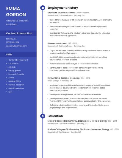 Graduate Student Assistant Resume