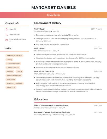Grain Buyer Resume
