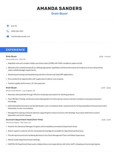 Grain Buyer Resume