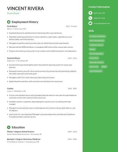 Grain Buyer Resume