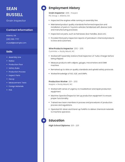 Grain Inspector Resume