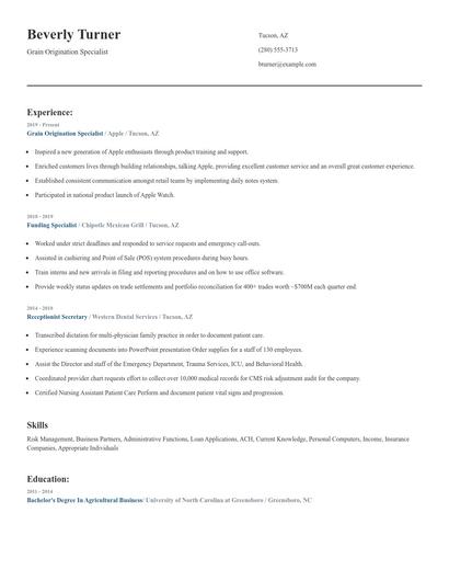 Grain Origination Specialist Resume