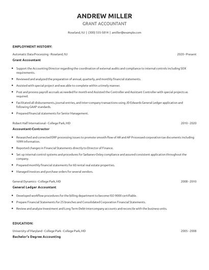 Grant Accountant Resume